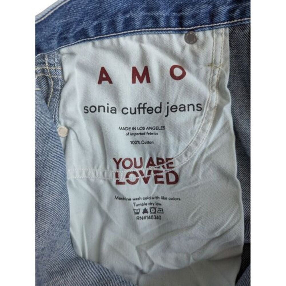 AMO Jeans size 30 Sonia Straight Leg Cuffed Taboo Wash Casual Minimalist Denim - Picture 12 of 12
